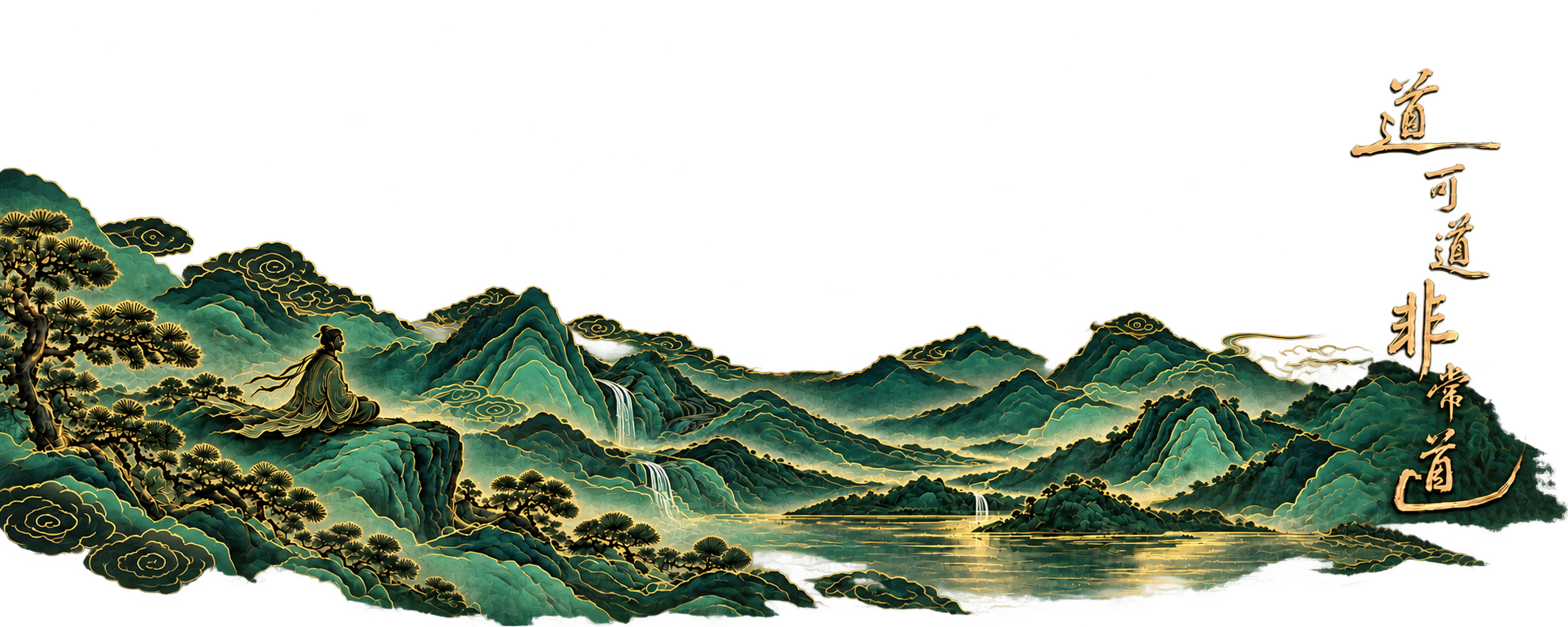 道可道非常道，青绿金线山水